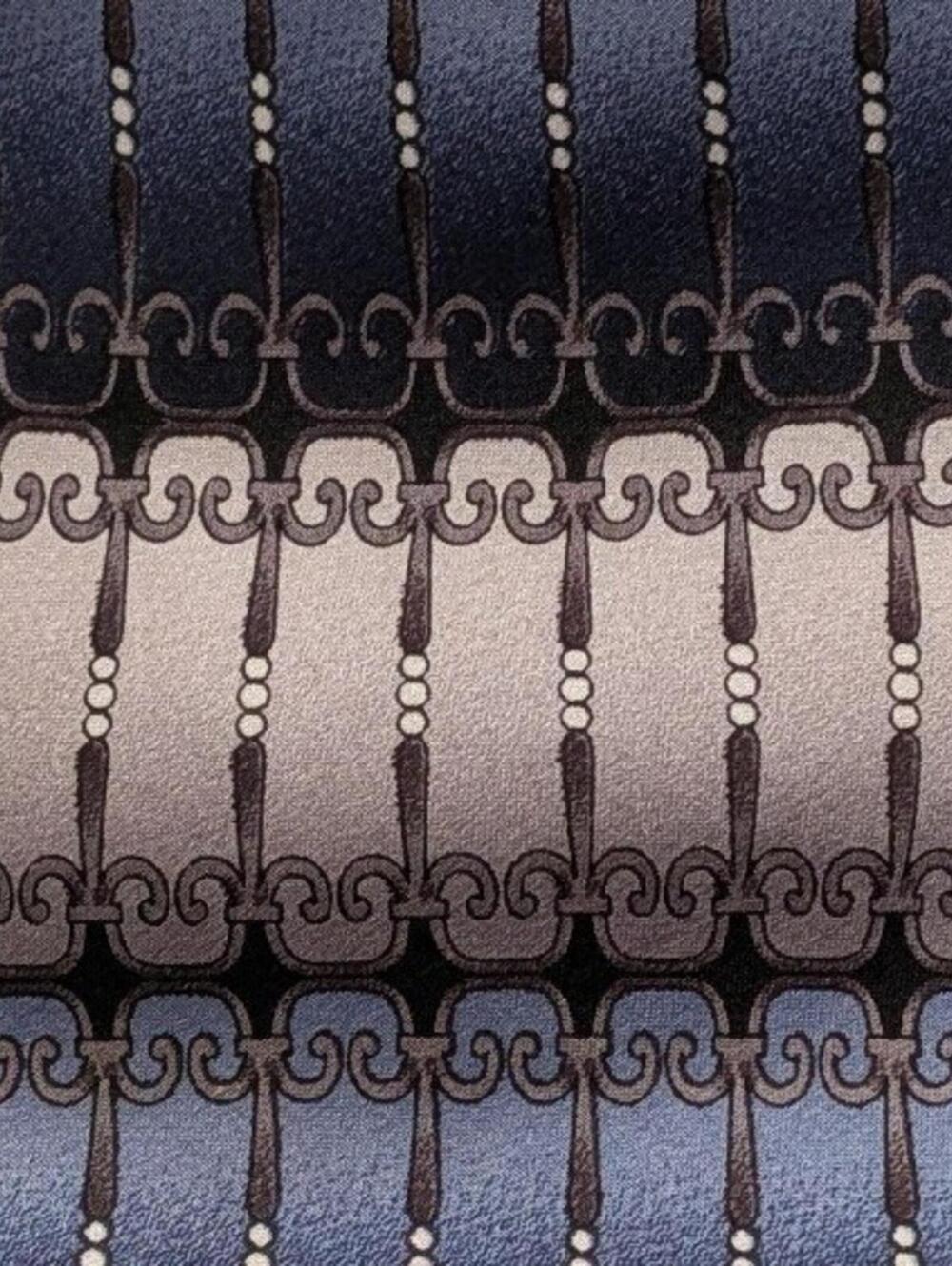 Giorgio Brutini Collezione Silk Necktie Slate Blue Grey Geometric Ornate Scroll